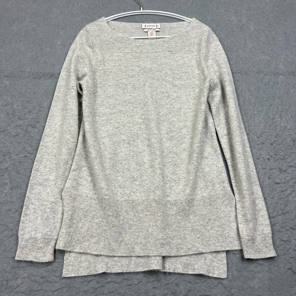 Nanette Lepore Sweater Women's Medium Gray 100% Cashmere Longline Slit Pullover